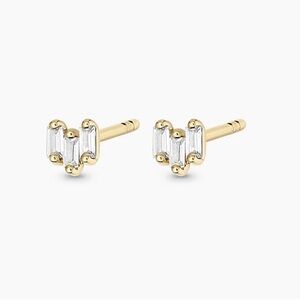 NWT Gorjana White Sapphire Trio Studs Pair 14K Gold